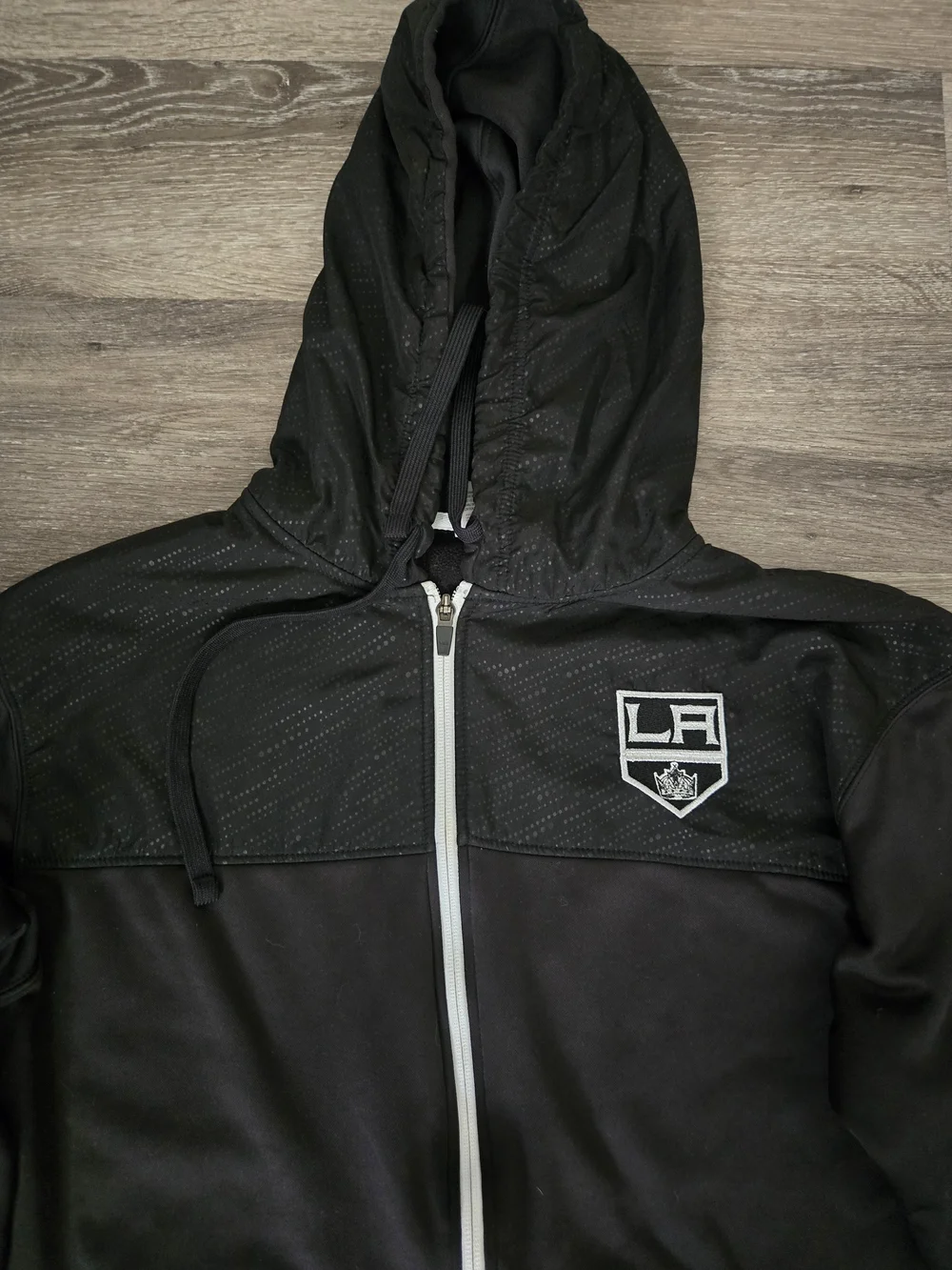 NHL Black and White Hooded Jacket with Official NHL Patch